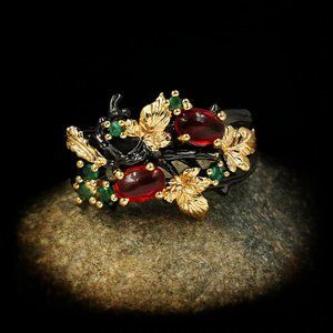 Unique Leaf Flower Ring Sizes: 8, 9, 10